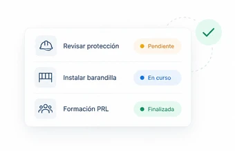Ejemplo ilustrativo de actuaciones pendientes, en curso y finalizadas.